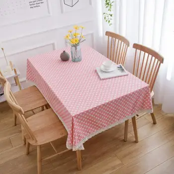

Lovely Pink Heart Print Cotton Linen Tablecloth Kitchen Tea Dining Table Cover Rectangular Lace Table Cloth Home Textile ZC070