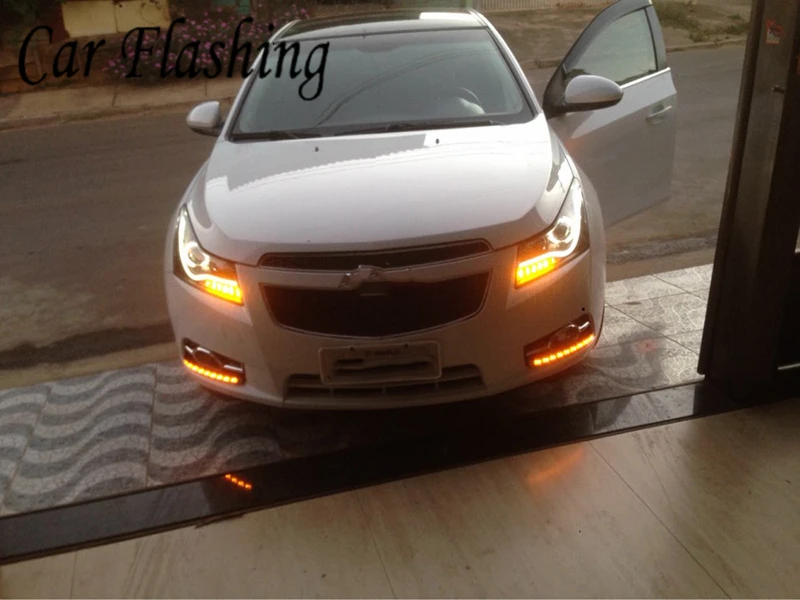 Автомобильная проблесковая 1 комплект для chevrolet cruze 2009 2010 2011 2012 2013 светодиодный DRL дневные ходовые огни дневного света с Поворотная сигнальная лампа