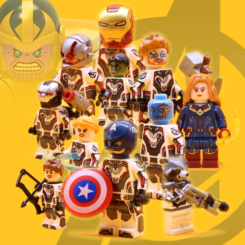 

Playmobil Super Heroes Avengers: Endgame Mini Building Block Captain Marvel Ant man Hulk Captian America Model Gift for Children