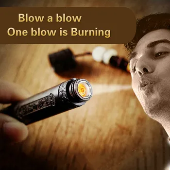 

Sandalwood fire fold Electric lighter USB lighter smart blow one blow silent mini cigarette cooler charging Retro