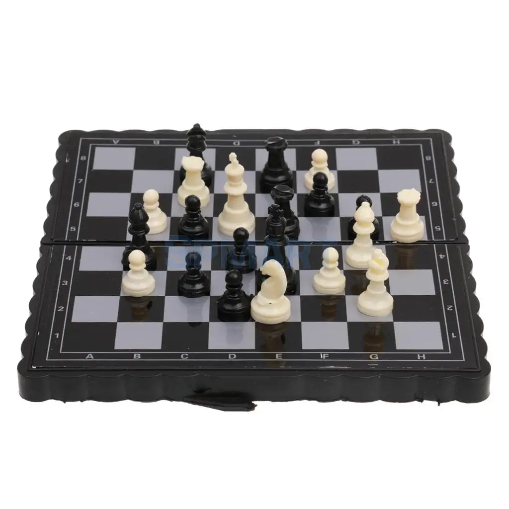 MagiDeal Pocket Magnetic Chessmen Plastic Mini Folding Chessboard Chess Set for Family Friends Party Board Game Kids Puzzle Toy