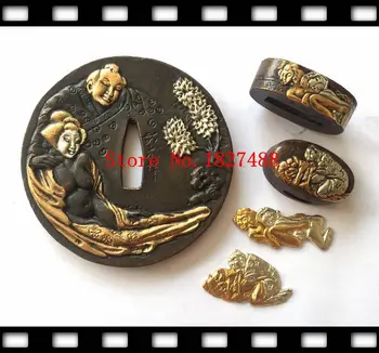 

A Set Eagle Design Tsuba Hand Guard Copper Sword Fitting for Japanese Samurai Katana or Wakizashi DIY Accessory