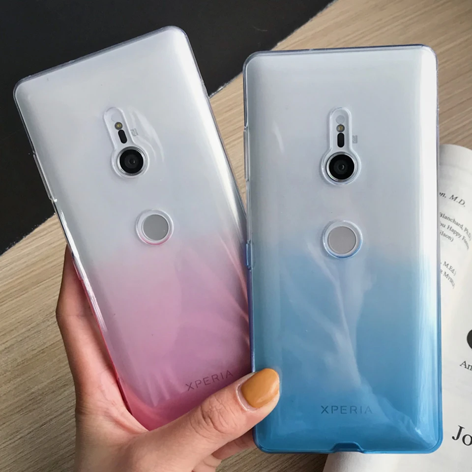 Градиентный силиконовый чехол из ТПУ для Sony XZ XZ1 XZ2 XZ3 XZ4 Compact Z5 C6 Case Xperia X XA XA1 XA2 XA3 Ultra