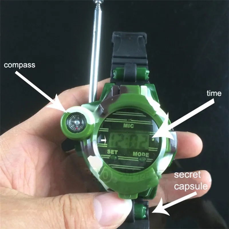 2 шт Walkie Talkie Игрушки Детские наручные часы в Военном Стиле многофункциональная двухсторонняя радио игрушка с Лупа с компасом отражателем