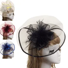 Chapeu Casamento Свадебные шляпы с клипсой перо бисером элегантный головной убор свадебные головные уборы вуалетки и шляпы винно-красный белый