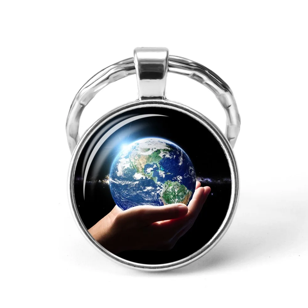 Protect the Earth Key Chains Glass Cabochon Pendant Energy Saving and Environmental Protection Theme Rings Keychains | Украшения и