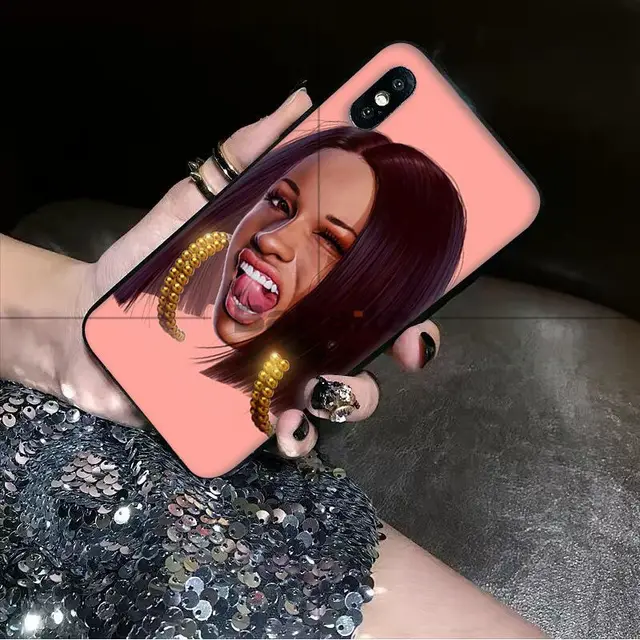 Babaite American Rap Singer Cardi B Soft Silicone black Phone Case for