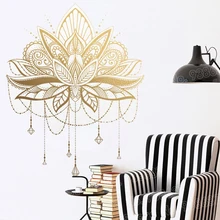 Виниловая наклейка на стену с изображением мандалы лотоса, уникальный домашний декор, съемная Наклейка на стену для студии йоги, самоклеющаяся художественная наклейка JW312