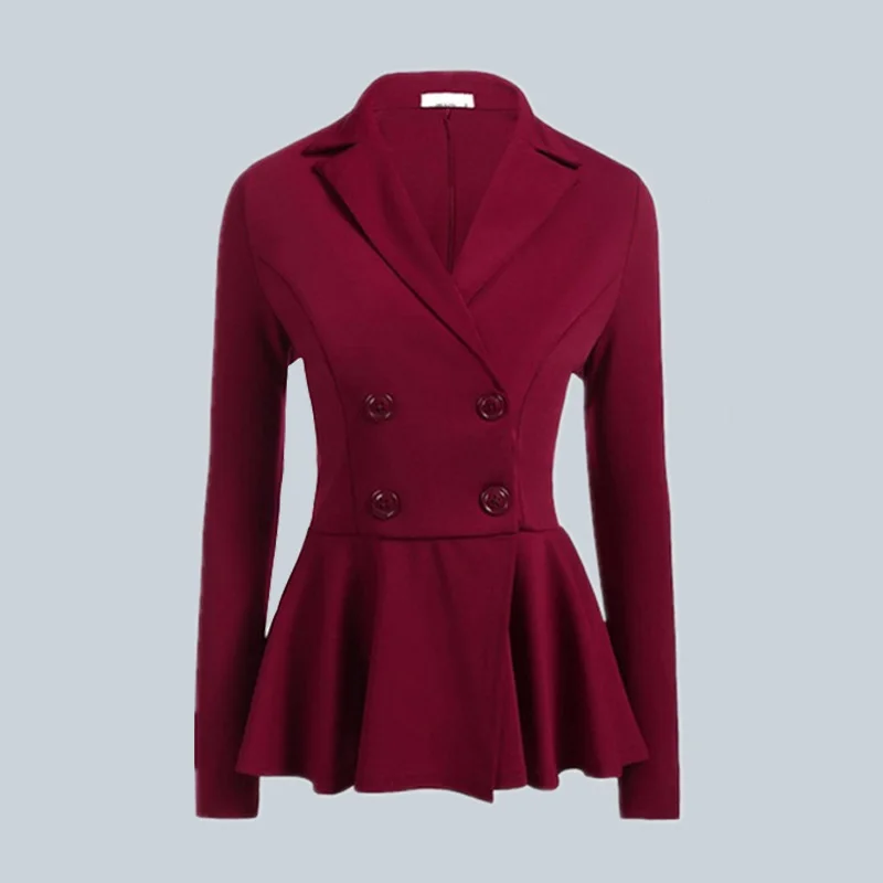 

New Work Office Double-breasted Office Lady Small Suit Fashion Self-cultivation Received Waist Womens Blazer Mujer Feminino 2019
