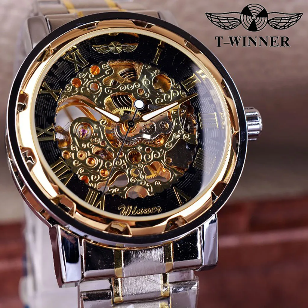 

New Number Sport Design Bezel Golden Watch Mens Watches Top Brand Luxury Montre Homme Clock Men Automatic Skeleton Watch #4