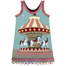 Кружевные платья для девочек; летняя стильная Брендовая детская дизайнерская модная одежда с принтом «Карусель»; Одежда для маленьких детей; платье для девочек