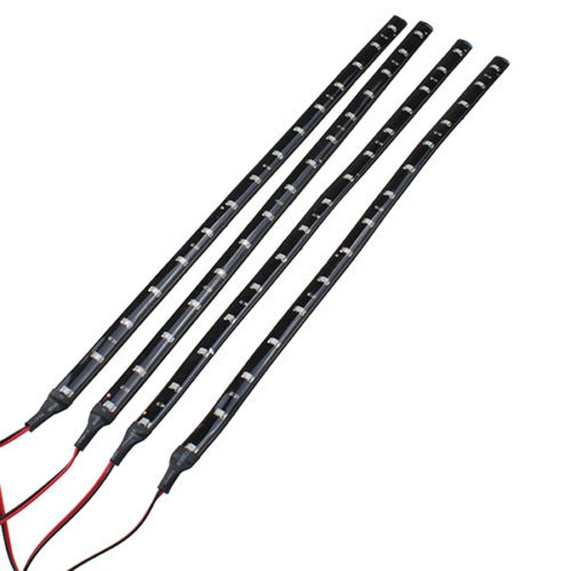 Mayitr 4pcs 30cm 15 SMD LED 3528 Red Strip Light Waterproof Car Truck Motorcycle Flexible Strip Tube Light DC 12V