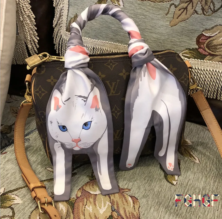 

120CMx10CM Hot Scarves Three-dimensional Animal Silk Scarf Tiger Cat Dog Parent-child Scarf Unique Design Collocation Bag G