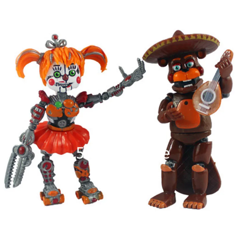 6 шт./компл. FNAF Five Nights At Freddy's Toys Freddy Fazbears Pizzeria Simulator Ver Foxy Chica Lighte подвижные шарниры