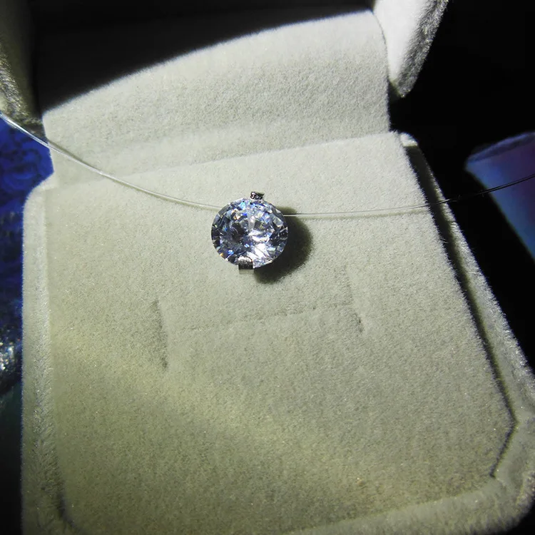 925 ожерелье из чистого серебра прозрачная леска невидимая цепь колье Ожерелье Воротник Подвеска модные украшения для женщин