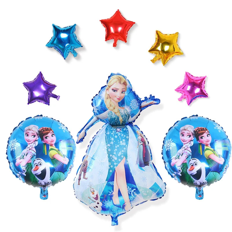 8pcs mixed large princess elsa balloon and 18inch round elsa foil