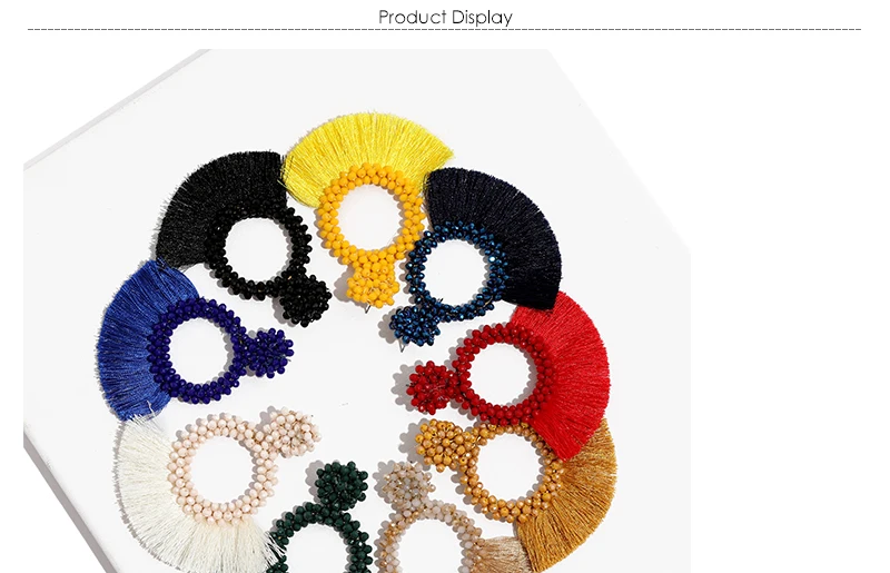 Long Bead Tassel Earrings Statement Bijoux Vintage Round Dangling Earrings For Women Cotton Drop Earings Fashion Jewelry (1)