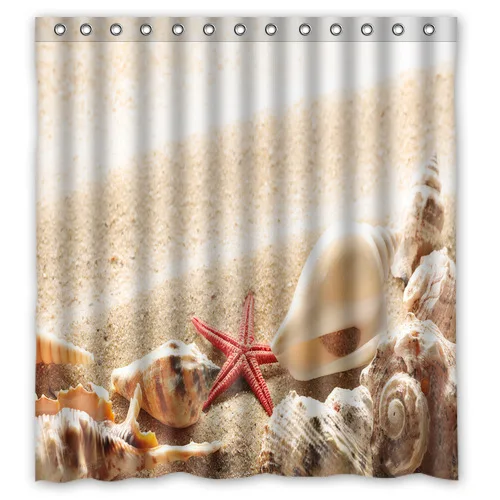 Moda Vasca Impermeabile Tende Popolare Spiaggia di conchiglie e stelle marine Te Moda Vasca Impermeabile Tende Popolare Spiaggia di conchiglie e stelle marine Te