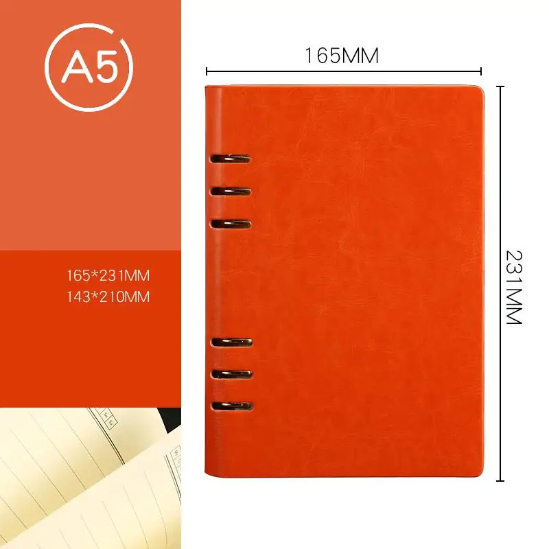 A5 Бизнес Офис вкладыш 6 отверстий съемный блокнот канцелярские принадлежности творческий толстый блокнот Пользовательский логотип журнал кожаный дневник - Цвет: A5
