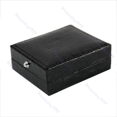

1PC New Black Leather Cufflinks Box Gift Storage Case Display Cuff Box