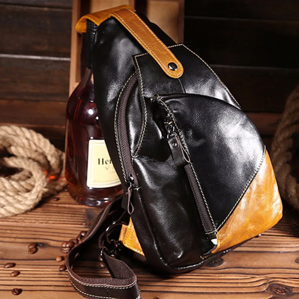 Мужская нагрудная Сумка слинг из натуральной вощеной воловьей кожи|leather doctor bag|bag