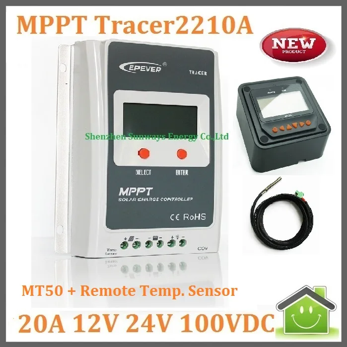Epever 20A MPPT Контроллер заряда tracer2210a 12 В 24 Авто Работа 100vdc вход с ЖК-дисплей Дисплей