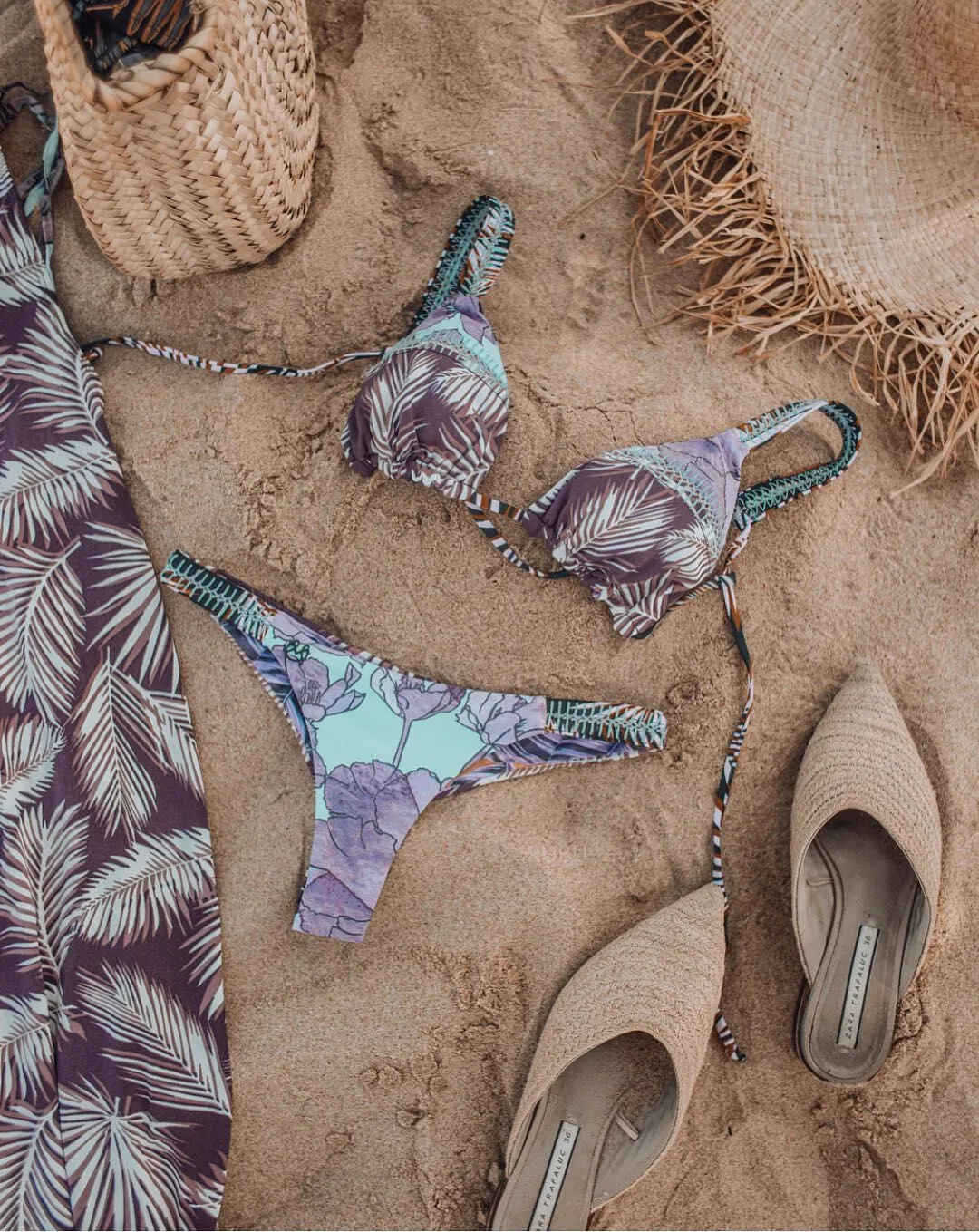 Бикини 2019 Maillot De Bain раздельный купальник разворачивающийся принт с листьями