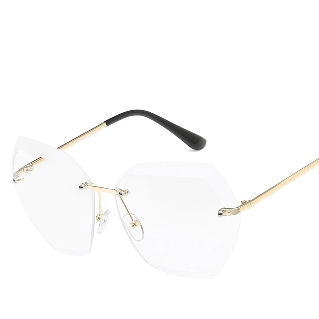 Роскошные модные солнцезащитные очки без оправы, женские прозрачные солнцезащитные очки с металлической оправой, винтажные женские солнцезащитные очки большого размера