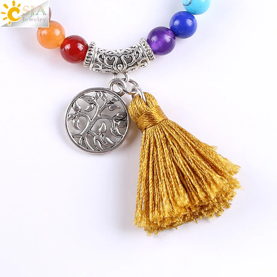 Natural Gem Stone Bracelet Rose Quartz Tiger Eye 108 Mala Prayer Beads Healing Wrap Bracelets 7 Chakra Meditation Jewelry E662 38