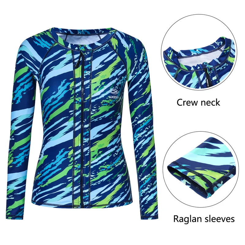 Женский купальник с длинным рукавом молнией и принтом|rashguard women|rash guardrashguard women long