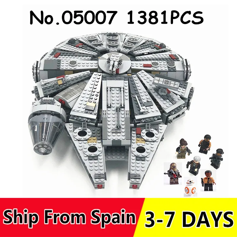 

05007 1381PCS building blocks Force Awakens Star Millennium Wars Falcon Bricks toys for Kids Compatible 75105 79211