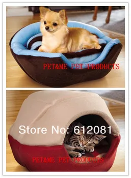 

Free shipping warm pet puppy dog yurt cat bed tent couch double-sided plush two colors 1pc for sell