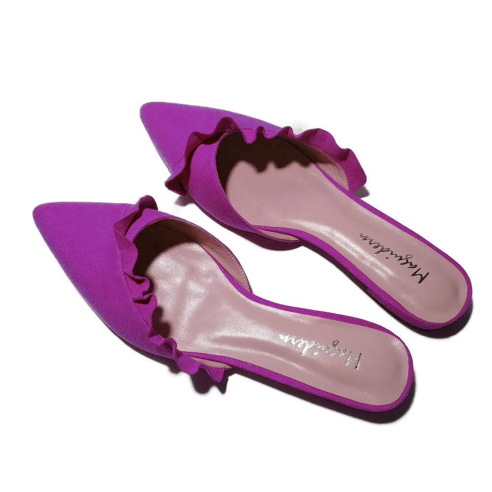 Maguidern Ruffle Trimmed Slides Backless Slippers_17