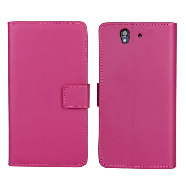 11 цветов из натуральной кожи Слот Стенд Бумажник кожаный чехол для Sony Xperia Z L36h C660X C6603 Yuga с держателем для кредитных ID карт бесплатно - Цвет: Лаванда