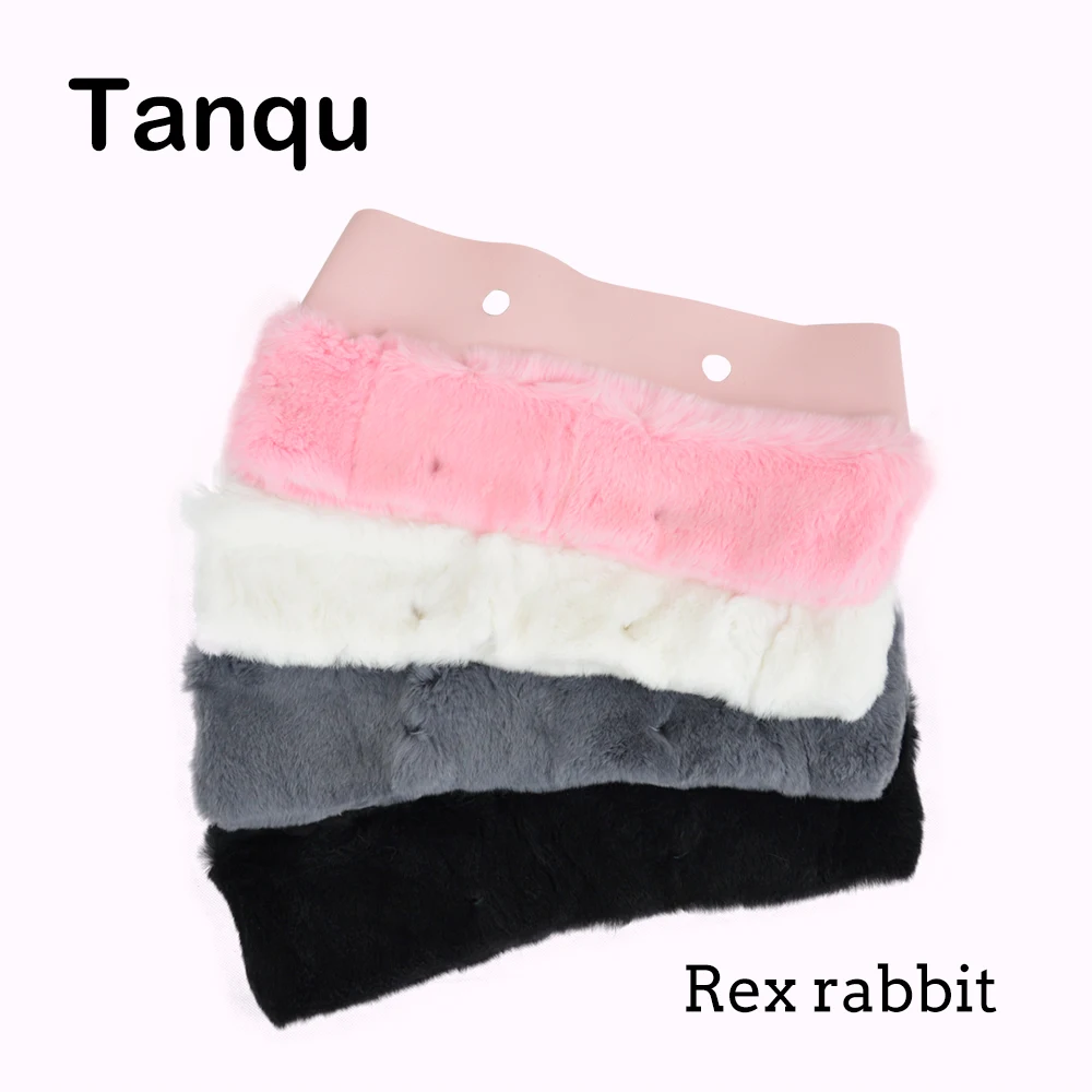Tanqu New 4 Colors Women Bag Rex Rabbit Fur Plush Trim for O BAG Thermal Plush Decoration Fit for Classic Big Mini Obag