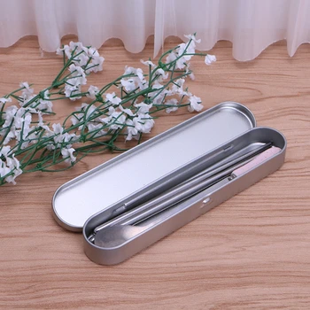 

Silver Tin Pencil Case Pen Storage Box Stationery Organizer School Office Use