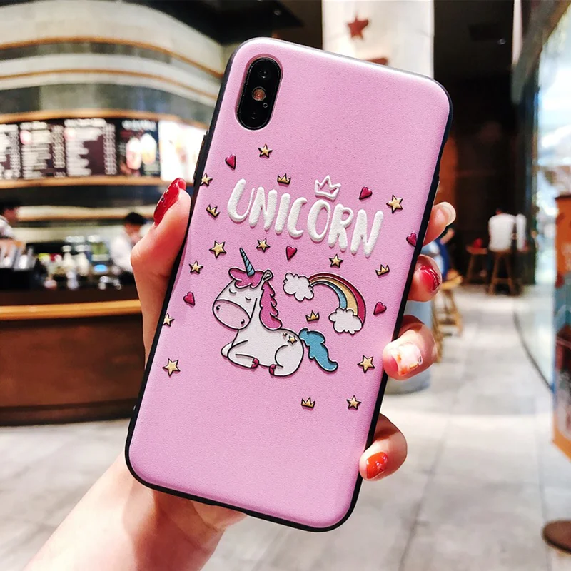 

3D Cartoon Emboss Phone Case For Huawei P8 P9 P10 P20 P30 Mate 20 10 Lite Pro Unicorn TPU Fundas For Honor 6A 7A Pro 8X 10 Cases