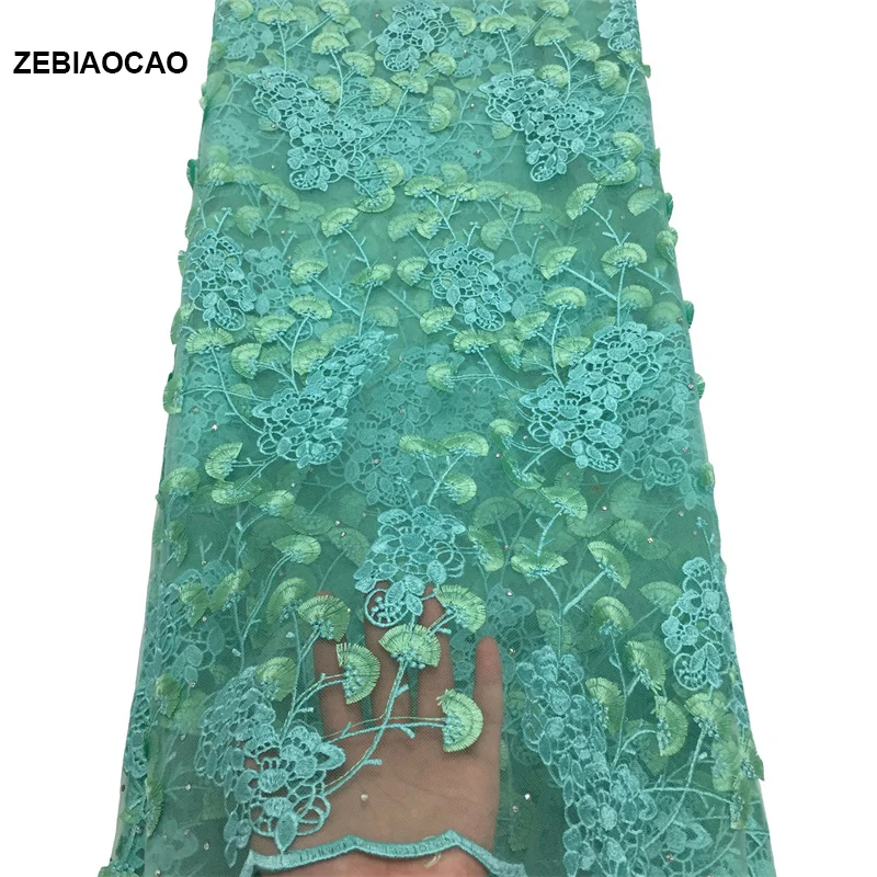 

Lace Fabric,5 Yards Lace Netting 3d Africa Fabric Embroidered with Diamond Nigerian cord Lace for DIY Party Wedding green