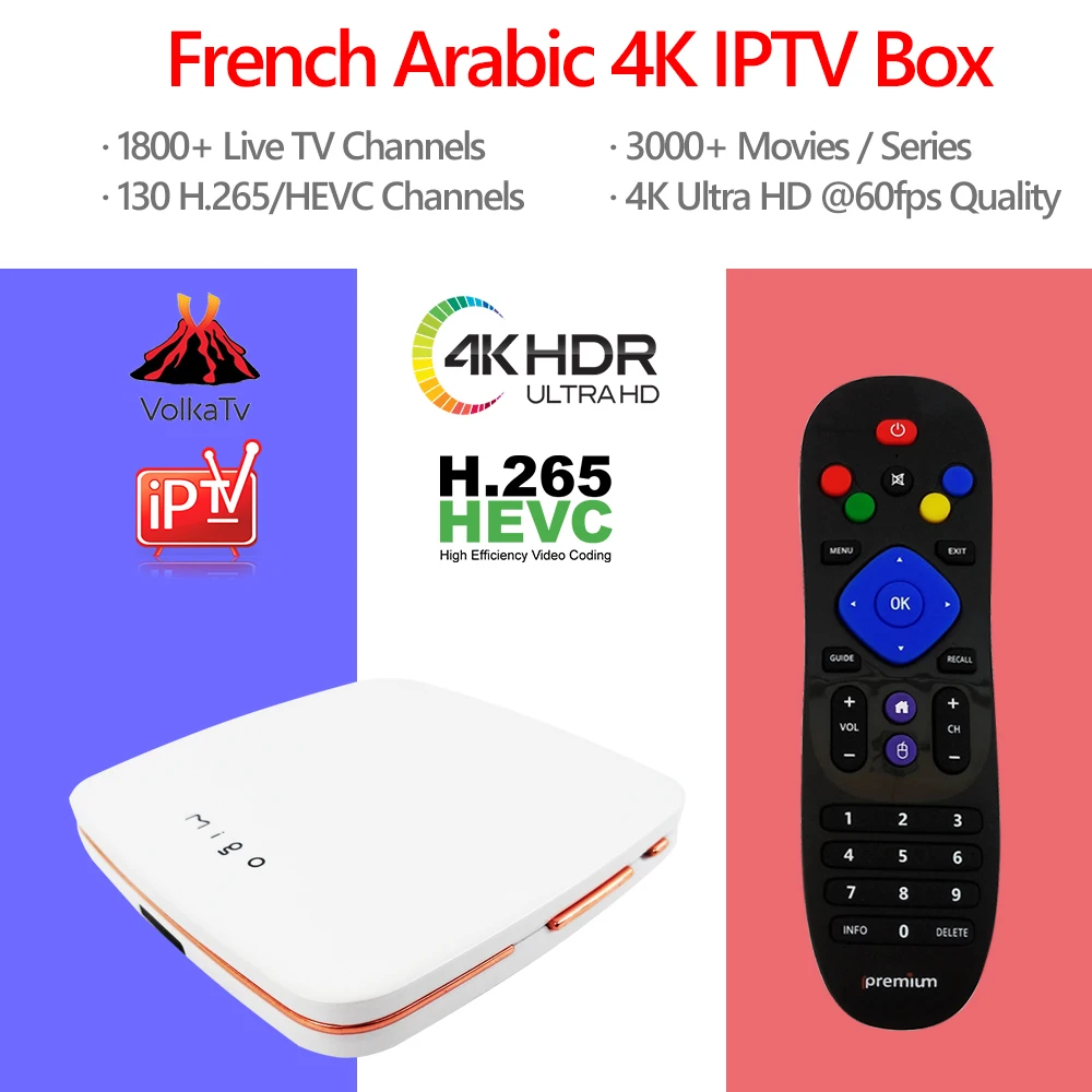 Французский IP ТВ NEO волька iPremium Migo потокового поле Сталкер 4 К Ultra HD Box Dual Системы