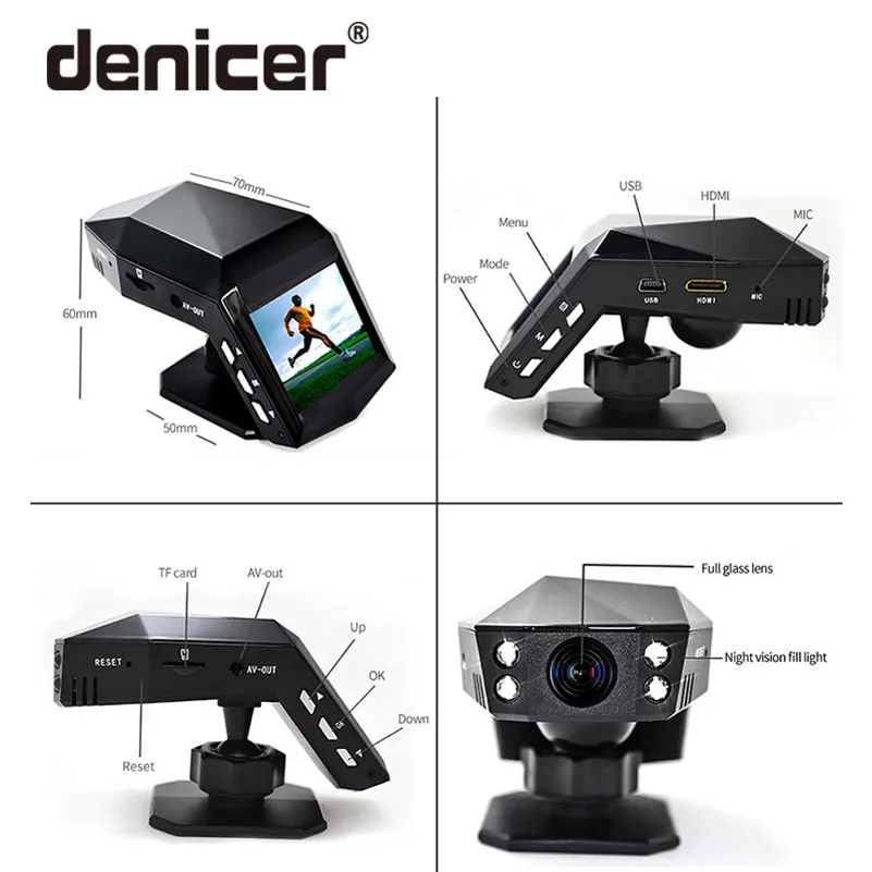 Denicer Novatek96658 Автомобильный видеорегистратор Full HD 1920x1080P DVR 170 градусов широкоугольный Автомобильный видеорегистратор Камера 2,0 дюймов экран