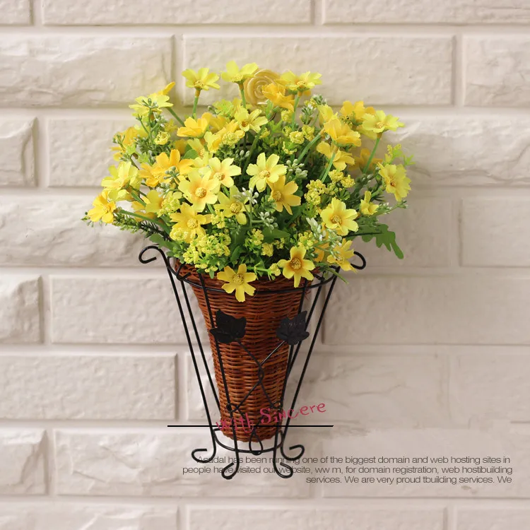 Милый 1 компл. PE хранения ротанга ваза+ цветы ромашка искусственный цветок набор шелковые цветы для дома украшения подарок на день рождения - Цвет: 3