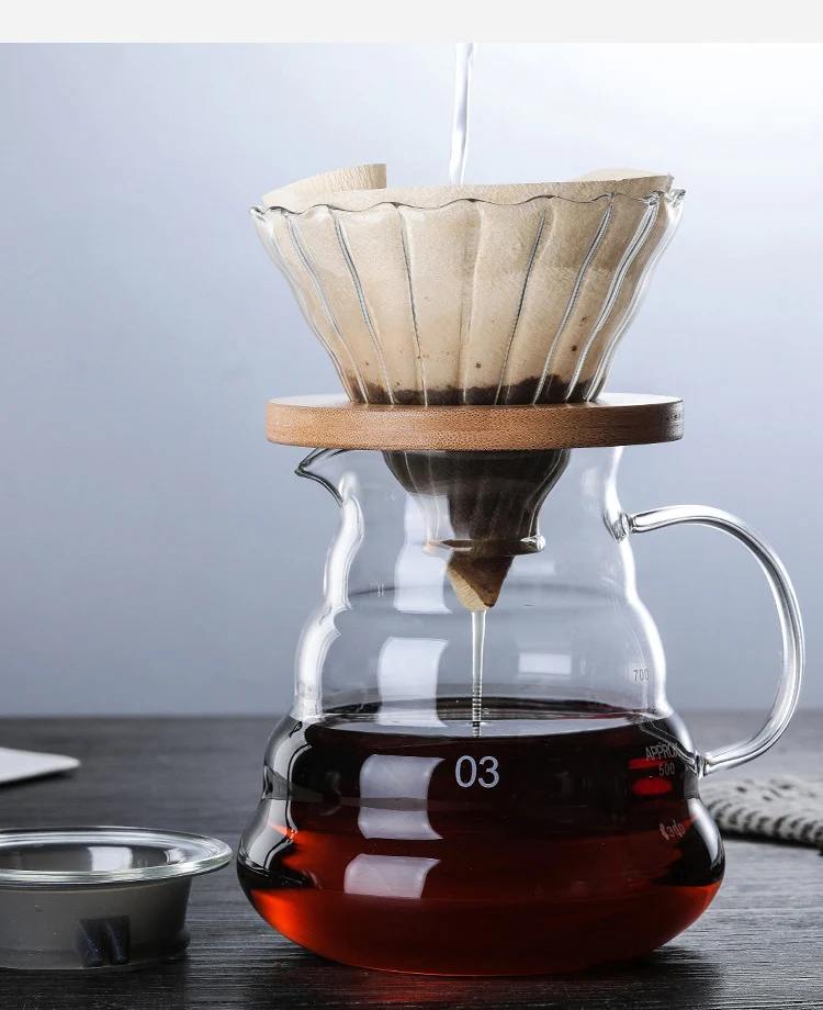 1 шт. стеклянный кофейник в форме облака Кофе чайник для повторного использования кофе горшок термостойкий чайник кофейная посуда 360/600/800 мл