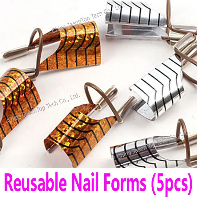 1 Set 5pcs Reusable Nail Form Acrylic Forms Aluminum 1 Set 5pcs Reusable Nail Form Acrylic Forms Aluminum Extending Tools Gel