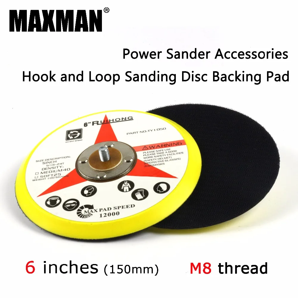 6 inches Flocking Abrasive Sandpaper Sucker M8 Thread Self adhesion