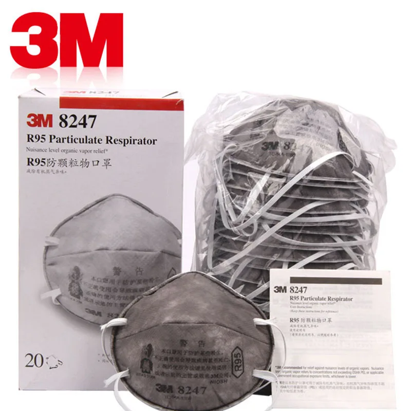 

3M 8247 Protective Mask 20pcs/Box Against Formaldehyde & PM2.5 & Fog Mask R95 Activated Carbon Masks H031901