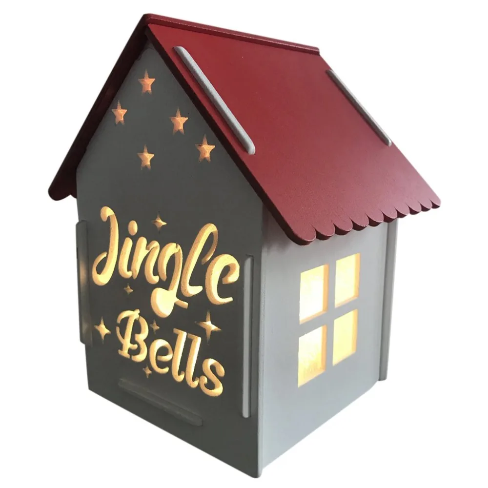 

Wooden House NightLlight Square Wood box Room Decor String Lamp Wedding Party Holiday Fairy Lights Novelty Lamp
