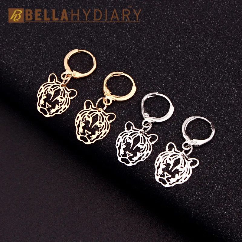 Винтажные золотые, серебряные, полые минималистичные серьги-кольца с головой тигра, леопарда, женские серьги, женские и мужские ювелирные изделия, мужские металлические серьги