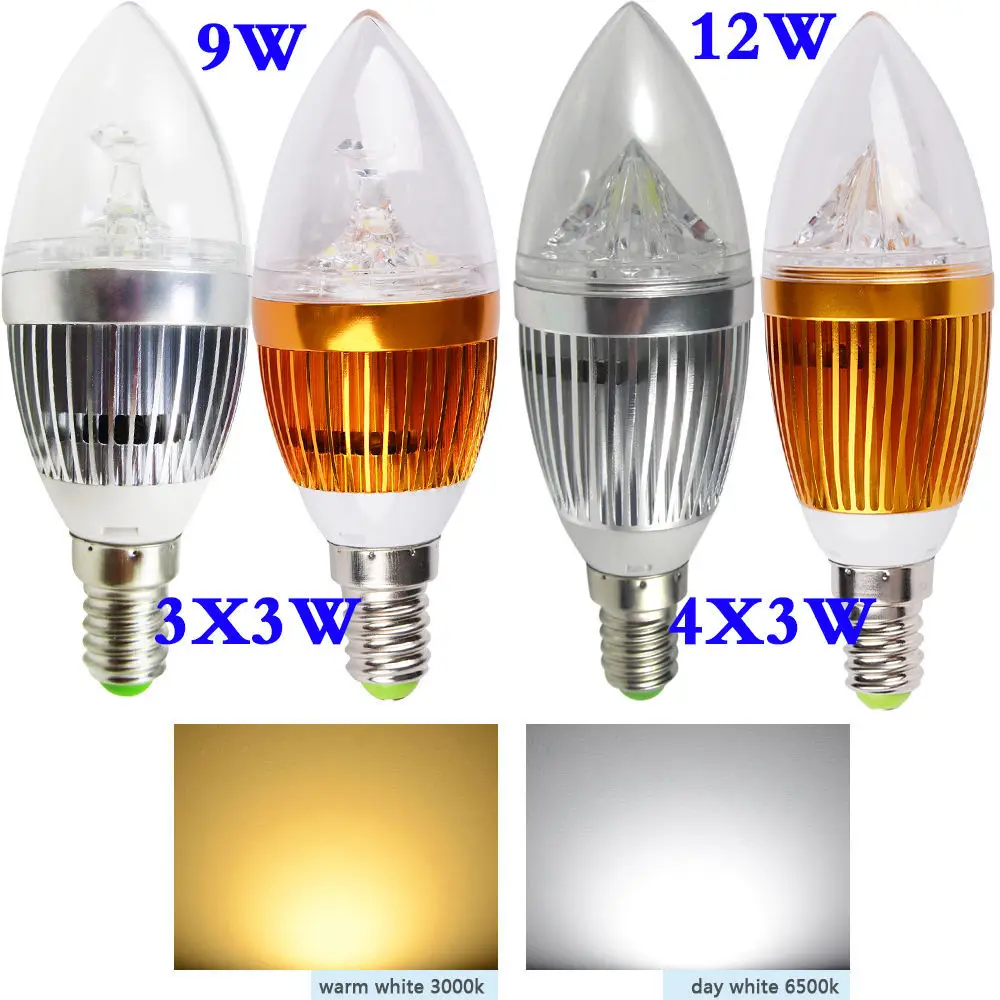 1PCS E14 9W 12W 15W LED Dimmble Candle bulb LampWhite/ warm White/ cool