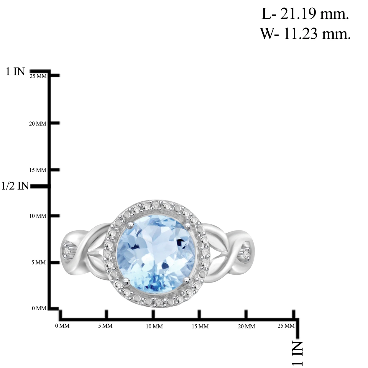 JewelonFire 2 1/3 Carat T.G.W. Sky Blue Topaz and White Diamond Accent Sterling Silver Twisted Shank Ring (3)