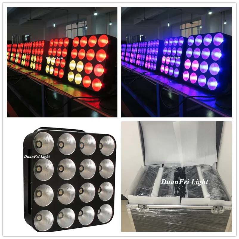 (8 шт. + Flycase) сценический мигатель 4x4 RGB матрица для зрителей dmx rgb led 16x30 Вт 3 в 1 cob